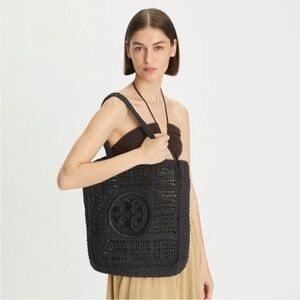 Black Crochet Tote Bag